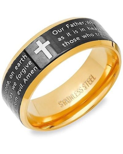 Anthony Jacobs Prayer Stainless Steel Band Ring - Metallic