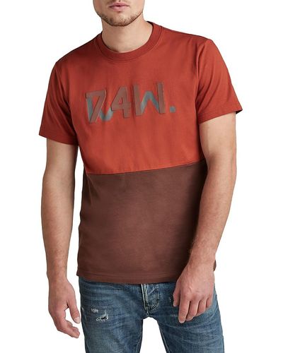 G-Star RAW Logo Colorblocked Tee - Red