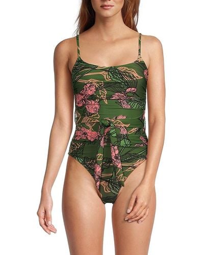 Hutch Zenna Floral Ruched One Piece Swimsuit - Green