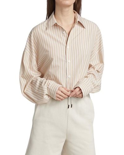 Blanca Thomas Stripe Cropped Shirt - Natural