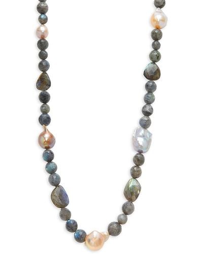 Effy Sterling Silver & 10-15mm, Freshwater Pearl & Labrodite Necklace - Metallic