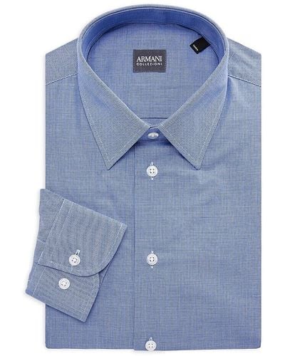 Armani Microcheck Dress Shirt - Blue