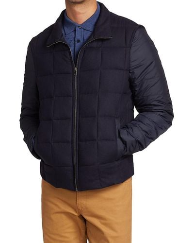 Saks Fifth Avenue Saks Fifth Avenue Quilted Mixed Media Jacket - Blue