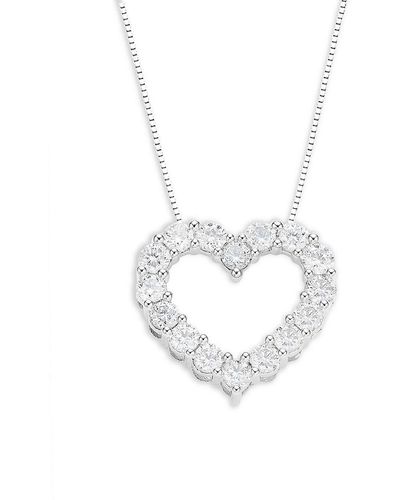 Badgley Mischka 14K & 1.00 Tcw Lab-Grown Diamond Heart Pendant Necklace - White