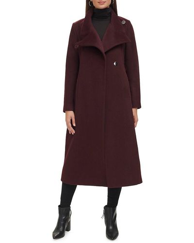 Kenneth Cole Belted Wool Blend Wrap Coat - Red