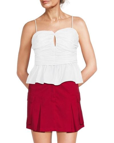 Tanya Taylor Hayes Ruched Peplum Top - White