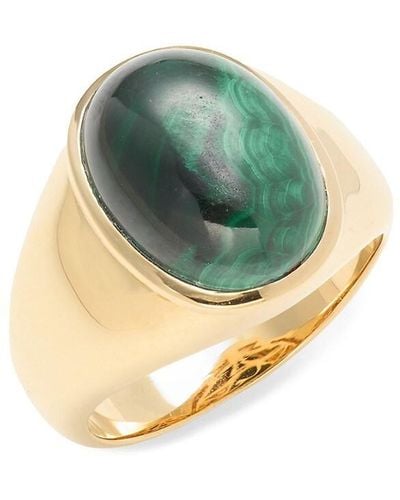 Effy 14k Goldplated Sterling Silver & Malachite Dome Ring - Metallic