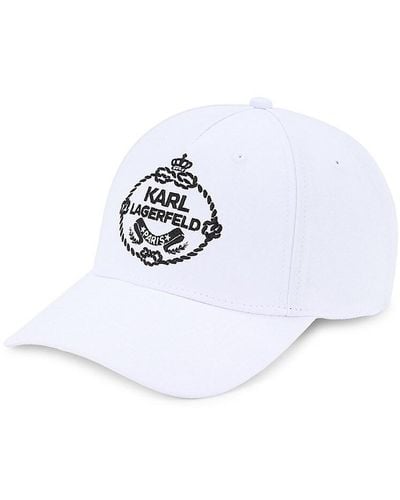 Karl Lagerfeld Crest Logo Baseball Cap - White
