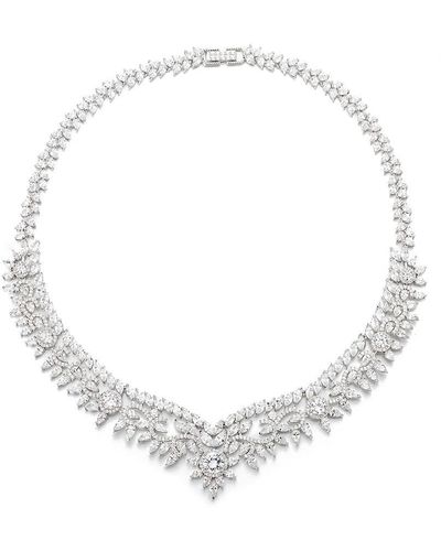 Eye Candy LA Queen Crystal Collar Necklace - White