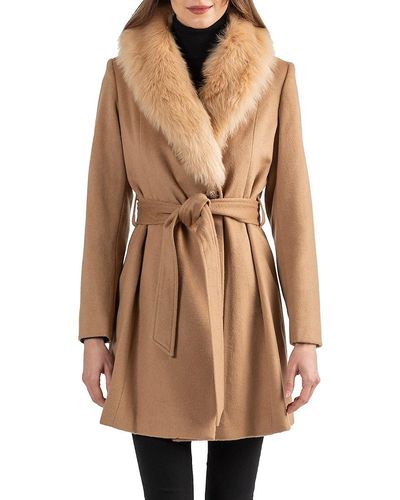 Sofia cashmere coat with fur collar sale