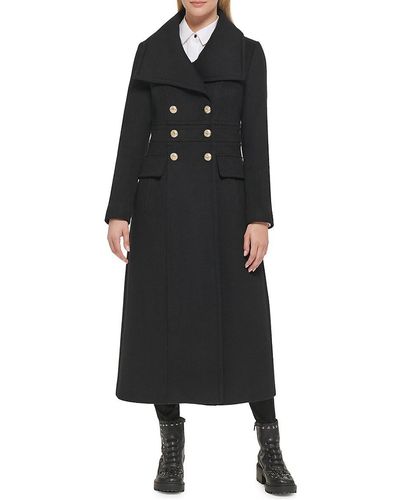 Karl Lagerfeld Double Breasted Military Coat - Black