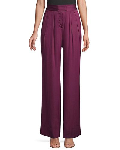 Rebecca Taylor High-rise Satin Pants - Purple