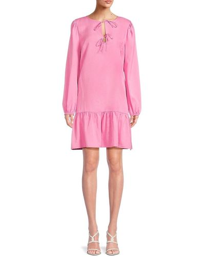 Saks Fifth Avenue Solid Mini Drop Waist Dress - Pink