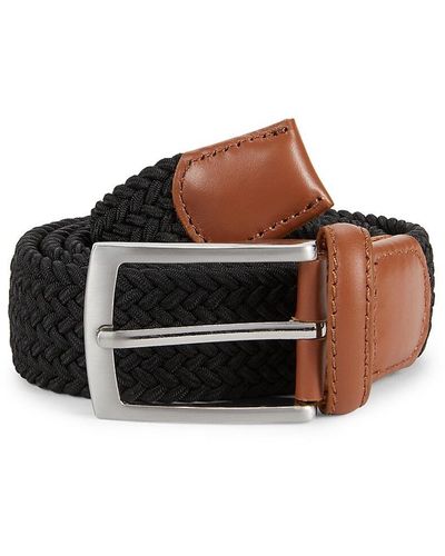 W. Kleinberg Leather Back Woven Belt - Brown