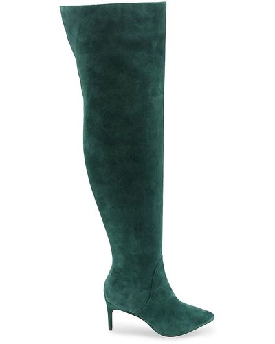 Charles David Piano Leather Over The Knee Boots - Green