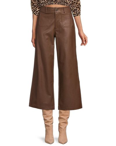 PAIGE Anessa Faux Leather Trousers - Brown