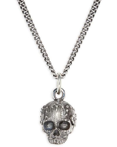 King Baby Studio Sterling Silver Skull Pendant Necklace - Metallic