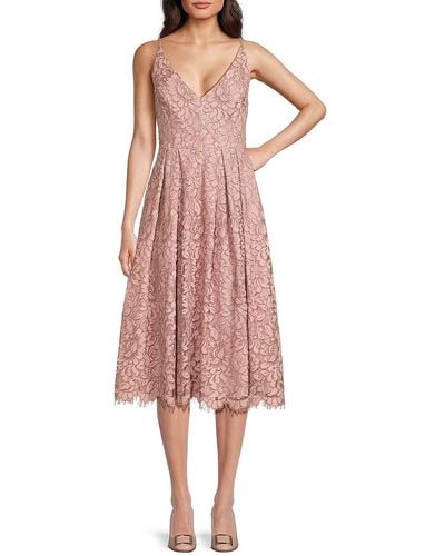 Eliza J Lace Midi Fit & Flare Dress - Pink