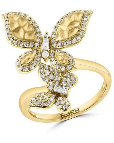 Effy 14k Yellow Gold 0.43 Tcw Diamond Butterfly Ring - Metallic