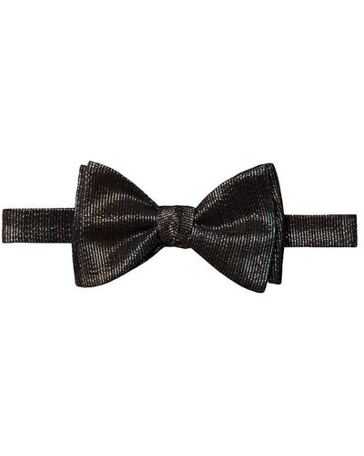 Eton Metallic Striped Pre-tied Bow Tie - Black