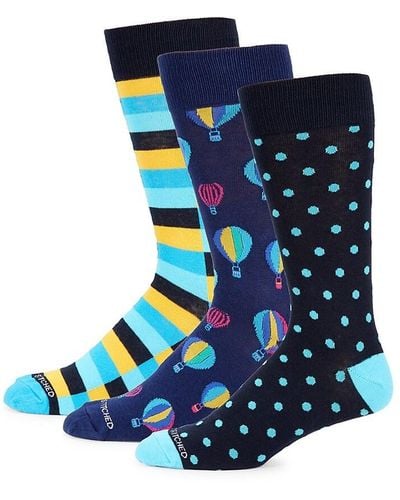 Unsimply Stitched 3-pack Patterned Socks - Blue