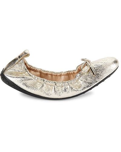 Tod's Ball Leather Bow Ballet Flats - Natural