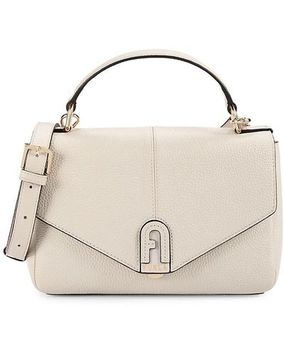 Furla Logo Leather Top Handle Bag - White