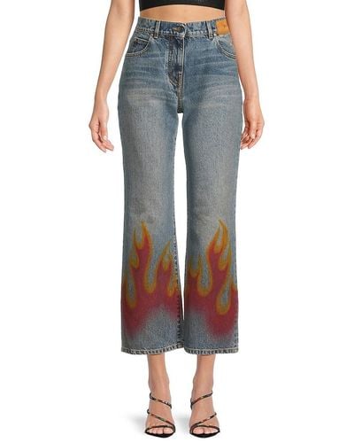 Palm Angels Burning Flame Straight Jeans - Blue