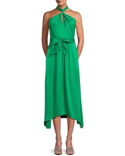 Reiss Evvie Asymmetric Midi Halter Dress - Green