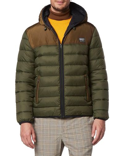 Andrew Marc Malone Colorblock Hooded Puffer Jacket - Green