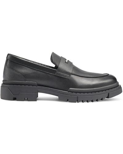 Karl Lagerfeld Logo Leather Penny Loafers - Black
