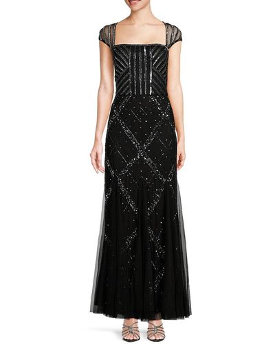 Adrianna Papell Embellished Cut Out Gown - Black