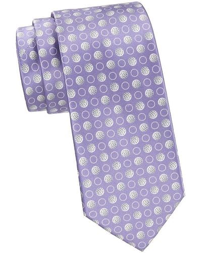 Brioni Polka Dot Silk Tie - Purple