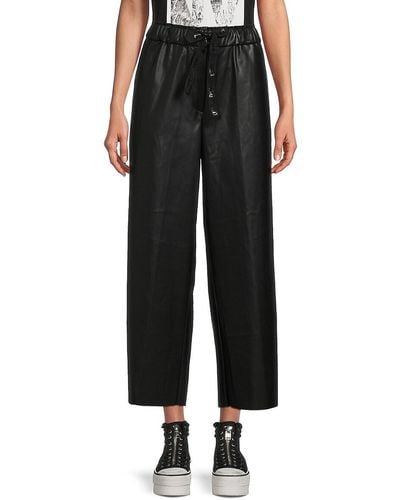 DKNY Butter Faux Leather Cropped Trousers - Black