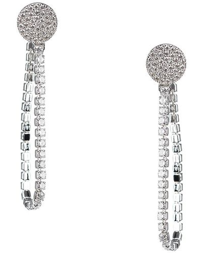 CZ by Kenneth Jay Lane Look Of Real Rhodium Plated & Cubic Zirconia Earrings - White