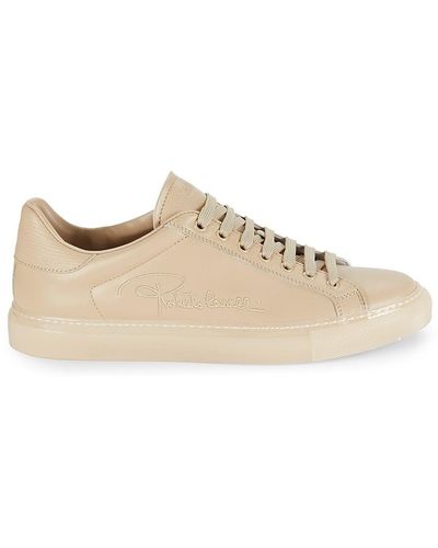 Roberto Cavalli Low Top Leather Trainers - Natural