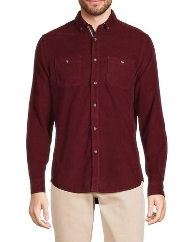 Report Collection Corduroy Button Down Shirt - Red