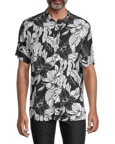 Slate & Stone Tropical Short Sleeve Button-down Shirt - Black