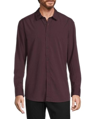 Kenneth Cole Long Sleeve Button Down Shirt - Purple