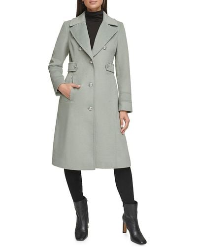 Kenneth Cole Military Wool Blend Overcoat - Grey