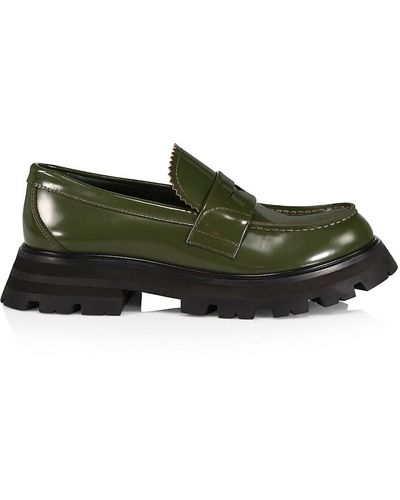 Alexander McQueen Wander Leather Penny Loafers - Green