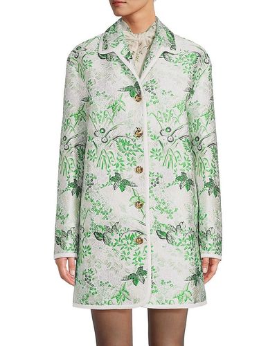 Giambattista Valli Floral Longline Button Jacket - Green