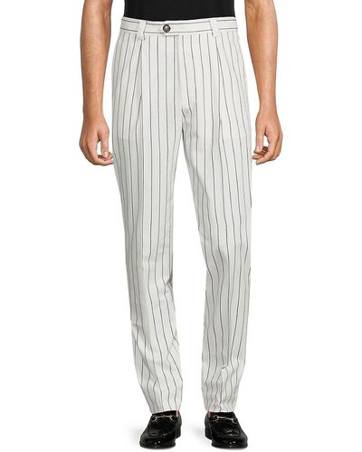 Brunello Cucinelli Leisure Fit Pinstripe Pleated Trousers - Grey