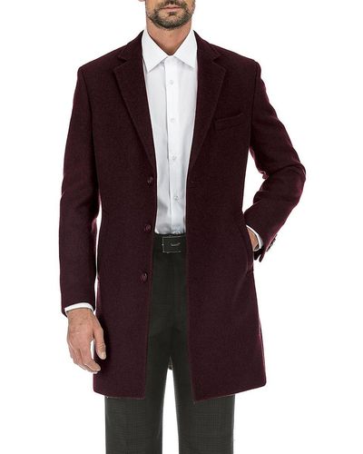 English Laundry Single Breasted Wool-Blend Overcoat - Purple
