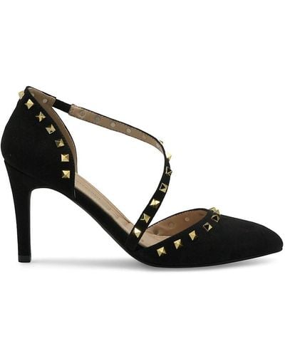 Adrienne Vittadini Newly Faux Suede Studded Court Shoes - Black