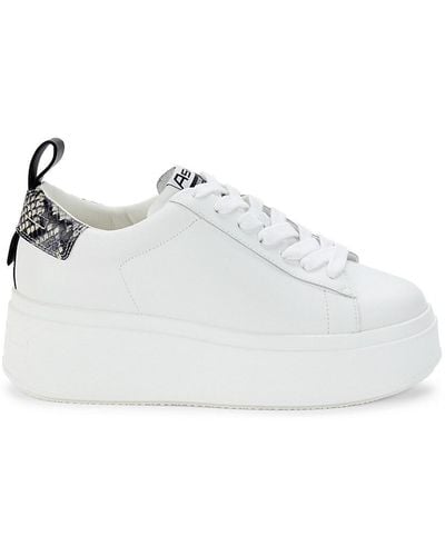 Ash Move Snakeskin Embossed Leather Sneakers - White