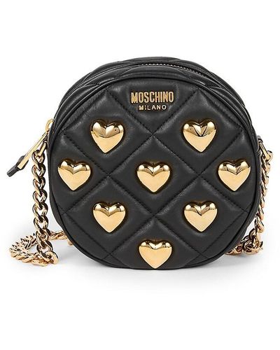 Moschino Heart Quilted Nappa Leather Shoulder Bag - Black