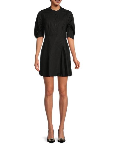 FRAME Puff Sleeve A-line Mini Dress - Black