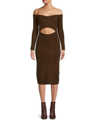 L'Agence Nala Cutout Midi Dress - Brown