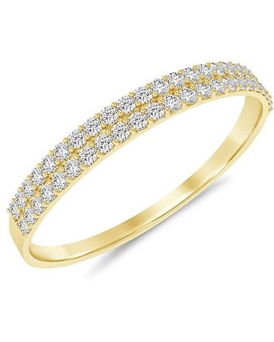 Saks Fifth Avenue Saks Fifth Avenue 14k Yellow Gold & 0.125 Tcw Diamond Double Row Half Eternity Ring - Metallic